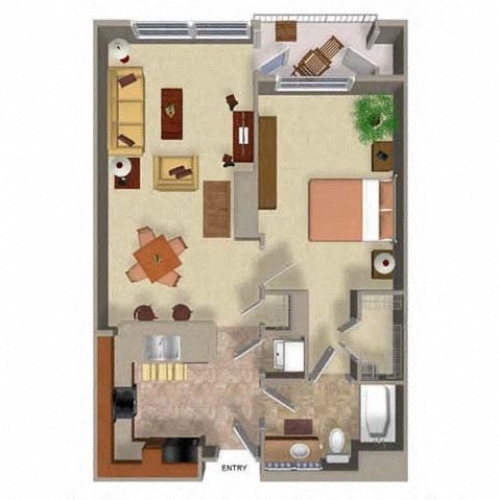 1 Bedroom 1 Bathroom Floor Plan Two, at Beaumont Apartments, Washington, 98072